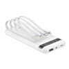 Power Bank Άσπρο με ένδειξη μπαταρίας και καλώδια για κάθε τύπο φόρτισης κινητών κ.α.