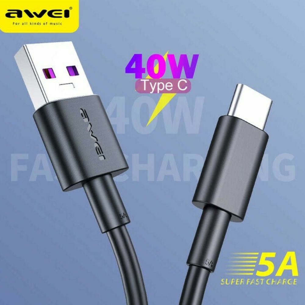 Awei CL-77T Charging Cable USB-A to Type-C Male 1m Black