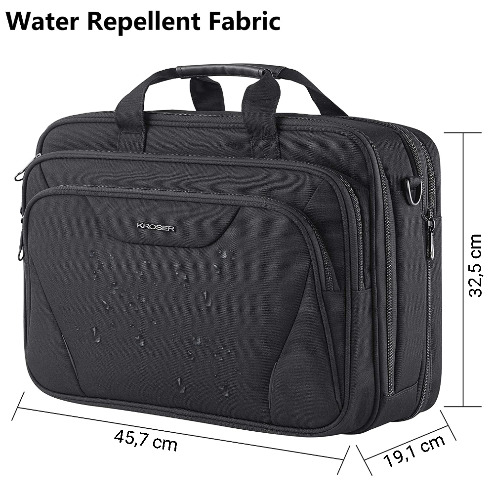 Kroser Laptop Bag 17.3″ Water Resistant Black