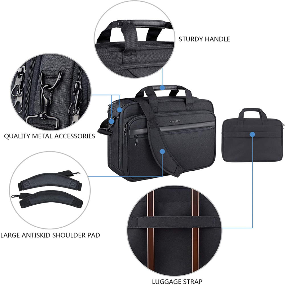 Kroser Laptop Bag up to 17.3″ Expandable Waterproof with RFID Pocket
