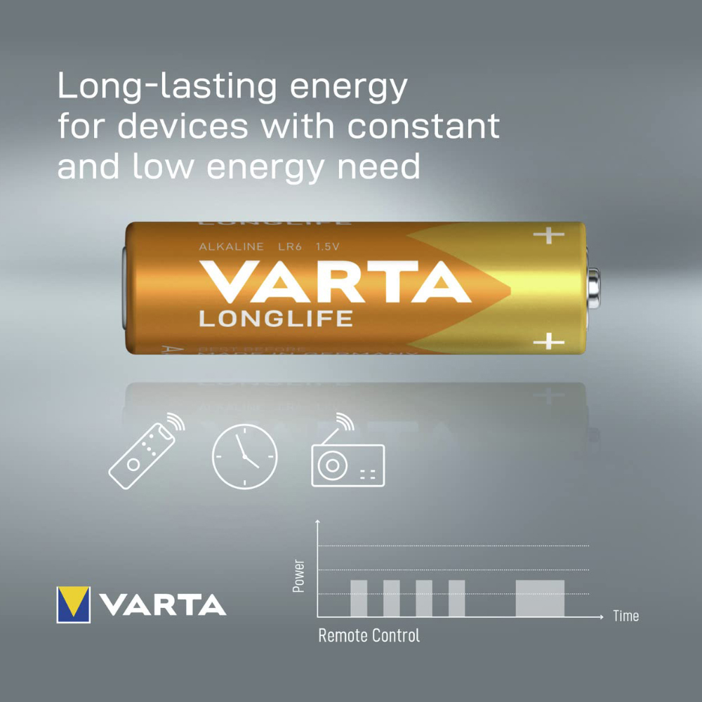 Varta Longlife Alkaline AA 6 Pack Batteries