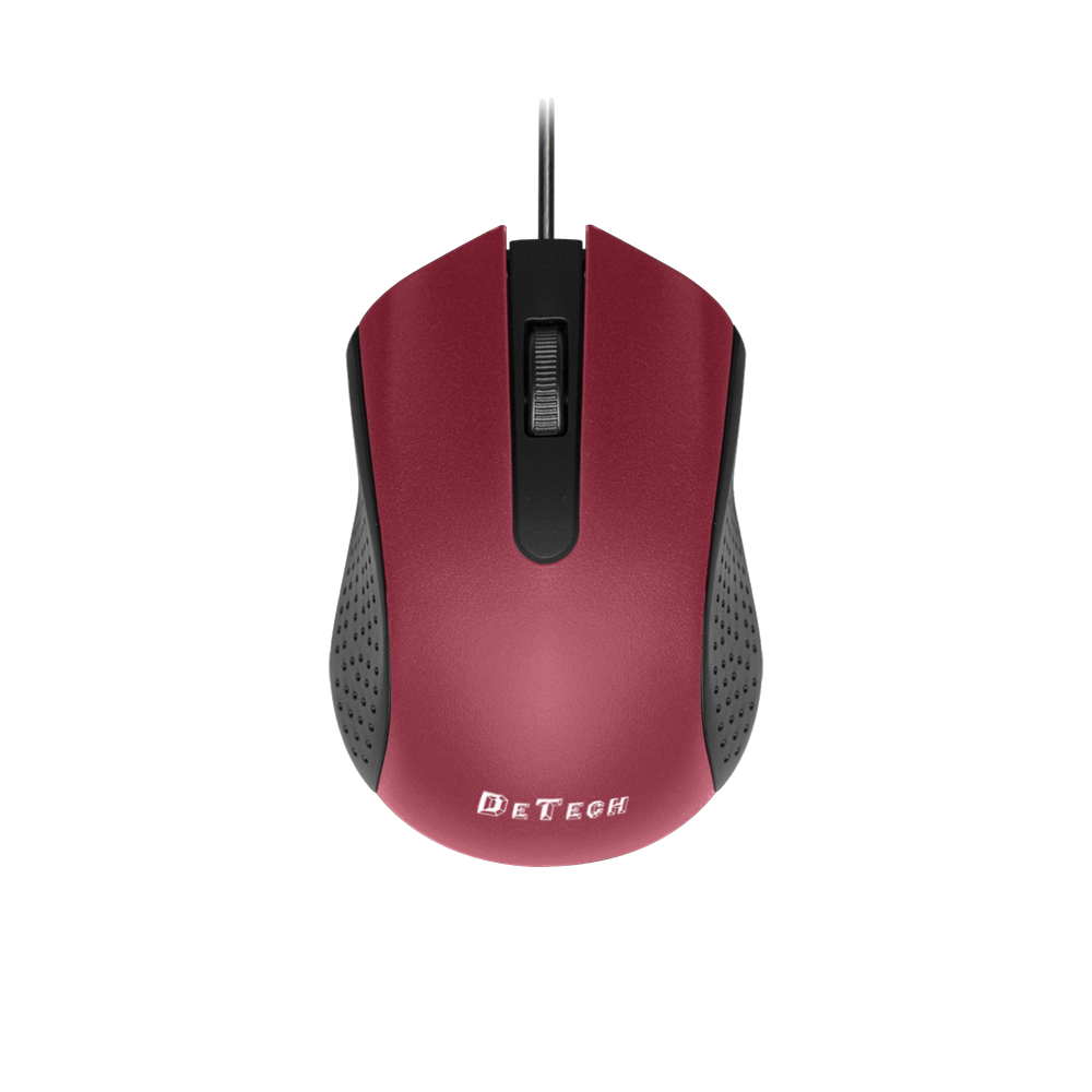 DeTech Optical Mouse Wired USB 1200DPI red – 009581